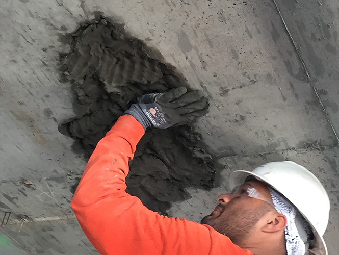 SeaShield 520 Patch repair filling in hole in concrete ceiling
