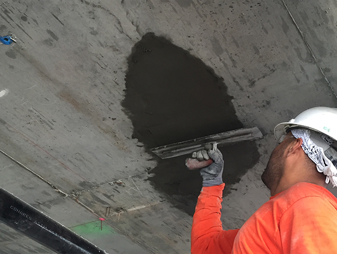 SeaShield 520 Patch repair on concrete ceiling