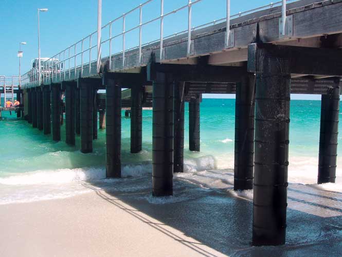 SeaShield 100 on boardwalk piles